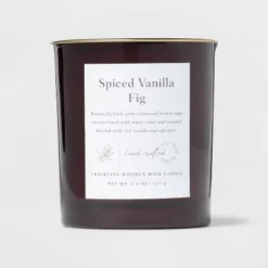 Clear Colored Glass With Woodwick And Brass Metal Inset Lid Spice Vanilla Fig Candle Purple - Threshold™ -Threshold Sales Store GUEST 164b0c6a 9ab3 436c a9d4 968eb3e3b85f