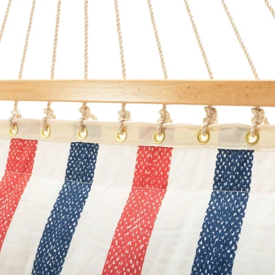11.5' Pillowtop Outdoor Fabric Hammock Twill Stripe Red/Blue/White - Threshold™ 2 11.5' Pillowtop Outdoor Fabric Hammock Twill Stripe Red/Blue/White - Threshold™ - Image 2