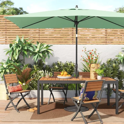10'x6' Rectangular Market Patio Umbrella - Black Pole - Threshold™ 1 10'x6' Rectangular Market Patio Umbrella - Black Pole - Threshold™