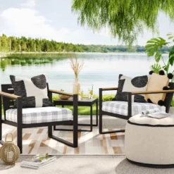 5' X 7' Stripe Tapestry Outdoor Rug Khaki/Gray - Threshold™