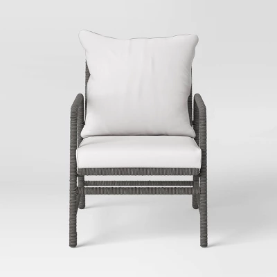 2pc Granby Padded Wicker Outdoor Patio Chairs, Club Chairs Gray - Threshold™ 3 2pc Granby Padded Wicker Outdoor Patio Chairs, Club Chairs Gray - Threshold™ - Image 3