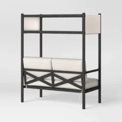 Ryegate 2pc 4' Mini Patio Daybed With Ottoman Weathered Teak - Threshold™ -Threshold Sales Store GUEST 52a56e94 f01a 4e67 98c5 74cb41f35e91