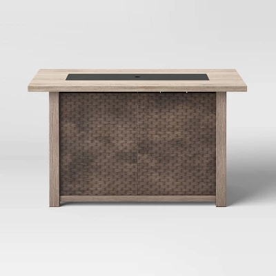 Stamped Steel Wicker Propane Fire Pit Brown - Threshold™ 3 Stamped Steel Wicker Propane Fire Pit Brown - Threshold™ - Image 3