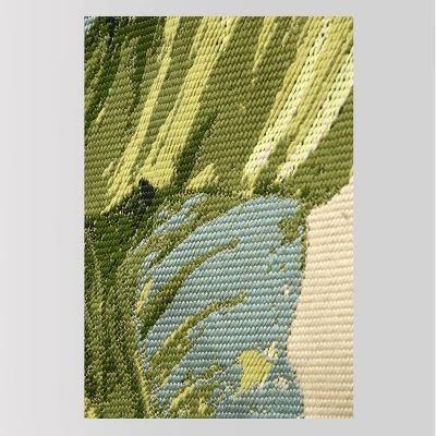 9'x12' Vacation Tropical Rectangular Woven Outdoor Area Rug Green - Threshold™ 3 9'x12' Vacation Tropical Rectangular Woven Outdoor Area Rug Green - Threshold™ - Image 3