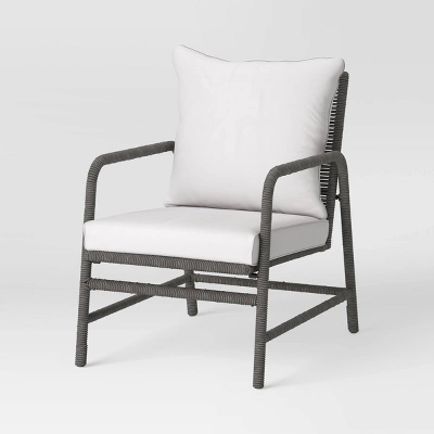 2pc Granby Padded Wicker Outdoor Patio Chairs, Club Chairs Gray - Threshold™ 2 2pc Granby Padded Wicker Outdoor Patio Chairs, Club Chairs Gray - Threshold™ - Image 2