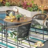 7'x10' Textural Stripe Rectangular Woven Outdoor Area Rug Light Green - Threshold™