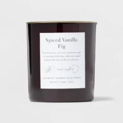 Clear Colored Glass With Woodwick And Brass Metal Inset Lid Spice Vanilla Fig Candle Purple - Threshold™ -Threshold Sales Store GUEST 80884ab1 75d4 4adc 8675 96b625da6f8e