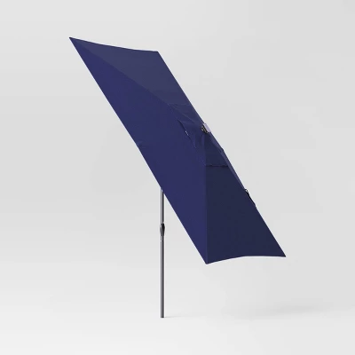 10'x6' Rectangular Solar Market Patio Umbrella - Black Pole - Threshold™ 2 10'x6' Rectangular Solar Market Patio Umbrella - Black Pole - Threshold™ - Image 2