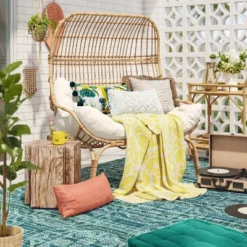 Wicker & Metal Outdoor Patio Chair, Egg Chair Natural - Threshold™ Designed With Studio McGee -Threshold Sales Store GUEST 98121453 7012 488d ba4f 18f874372531