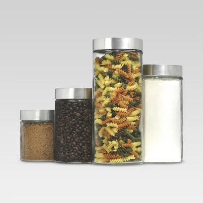 Glass Cylinder Canister Set Of 4 - Threshold™ 1 Glass Cylinder Canister Set Of 4 - Threshold™