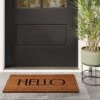 1'6"x2'6" 'Hello' Stripe Border Coir Doormat Natural - Threshold™