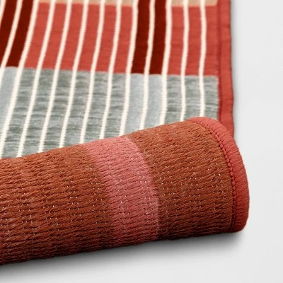 7'x10' Dashed Stripe Outdoor Rug Warm - Threshold™ 3 7'x10' Dashed Stripe Outdoor Rug Warm - Threshold™ - Image 3
