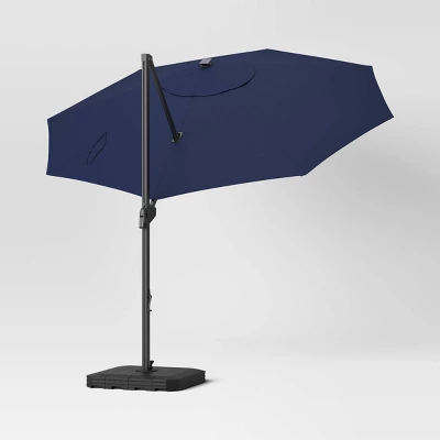 11'x11' Offset Solar Patio Umbrella - Black Pole - Threshold™ 2 11'x11' Offset Solar Patio Umbrella - Black Pole - Threshold™ - Image 2