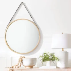 26" Wood Mirror With Pleather Strap Hanger - Threshold™ Designed With Studio McGee -Threshold Sales Store GUEST d09c0998 ed36 4998 b828 cbc40cbee6da