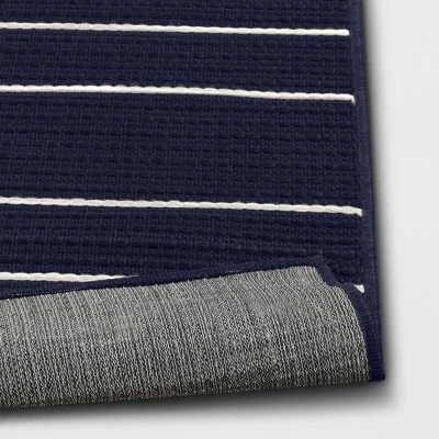 7'x10' Thin Stripe Rectangular Woven Outdoor Area Rug Navy/Ivory - Threshold™ 3 7'x10' Thin Stripe Rectangular Woven Outdoor Area Rug Navy/Ivory - Threshold™ - Image 3