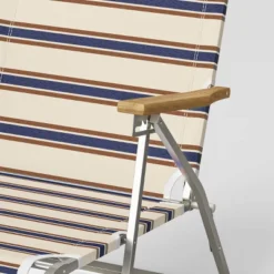 Striped Aluminum Beach Lounger With Wood Arms - Threshold™ -Threshold Sales Store GUEST df789a71 0257 4fd1 9821 4102e7b5fb20