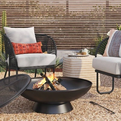 32.6" Metal Wood Burning Bowl With Spark Screen - Threshold™ 1 32.6" Metal Wood Burning Bowl With Spark Screen - Threshold™