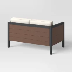 Bryant 2pc Faux Wood Patio Loveseat & Coffee Table - Gray/Natural - Threshold™ -Threshold Sales Store GUEST e7ed45fd b978 4207 ae3a e5295e23db39