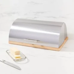 Metal Breadbox With Bamboo Base - Threshold™