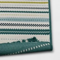 5'x7' Textural Stripe Rectangular Woven Outdoor Area Rug Light Green - Threshold™ 5 5'x7' Textural Stripe Rectangular Woven Outdoor Area Rug Light Green - Threshold™ -Threshold Sales Store GUEST f007cad1 6d19 4860 a2d7 527203ce29f5