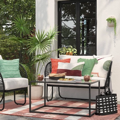 5'x7' Dashed Stripe Outdoor Rug Warm - Threshold™ 1 5'x7' Dashed Stripe Outdoor Rug Warm - Threshold™