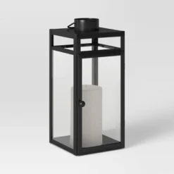 24" X 8" Decorative Metal Lantern Candle Holder Black - Threshold™ -Threshold Sales Store GUEST f7a37f39 b593 42a1 9146 273a97636d2a